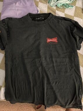 Budweiser Black Short Sleeve Tee with Red Chest Logo
